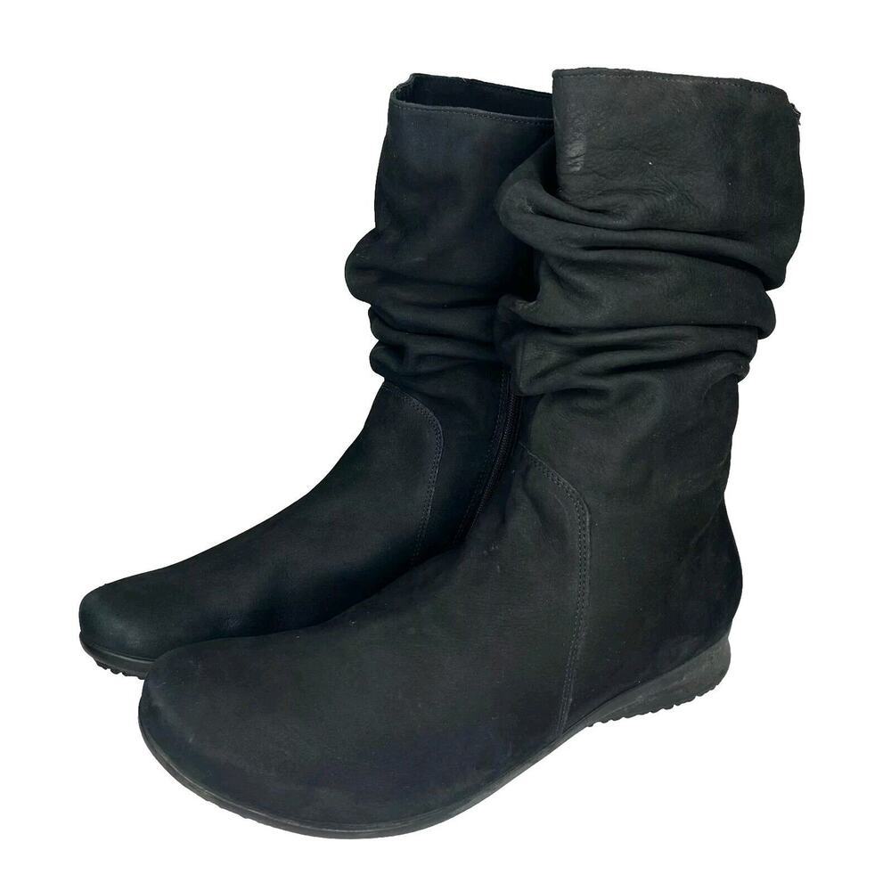 Mephisto Boots Womens Sz 11 Black Nubuck Zip Comfort Slouch Bootie Shoes Mid